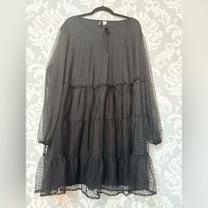 Divided Polka Dot Sheer Sleeve Mini Dress